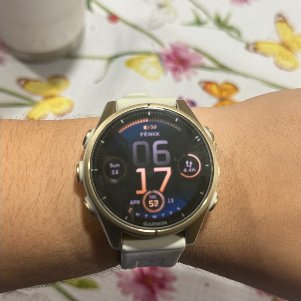 Fenix43mm  Smartwatch not original band.No box. Does come with extra pink strap